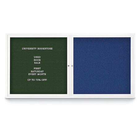 United Visual Products Corkboard, Single Door, Radius Frame, 18x24", White/Buff UV7000-WHITE-BUFF